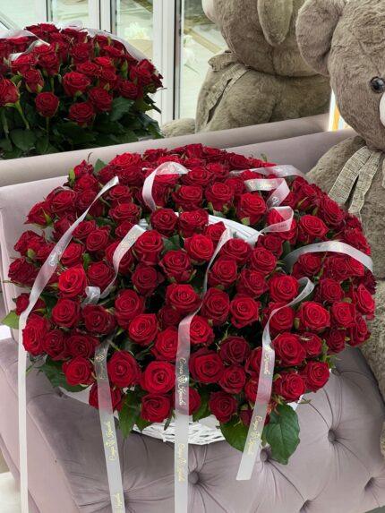 Корзина из 101 розы❤