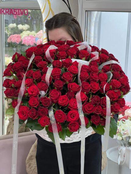 Корзина из 101 розы❤